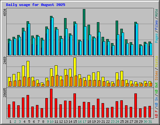 Daily usage for August 2025